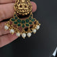 Goddess Lakshmi Green Kemp Pearl Matte Earrings