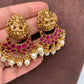 Goddess Lakshmi Red Kemp Pearl Matte Earrings