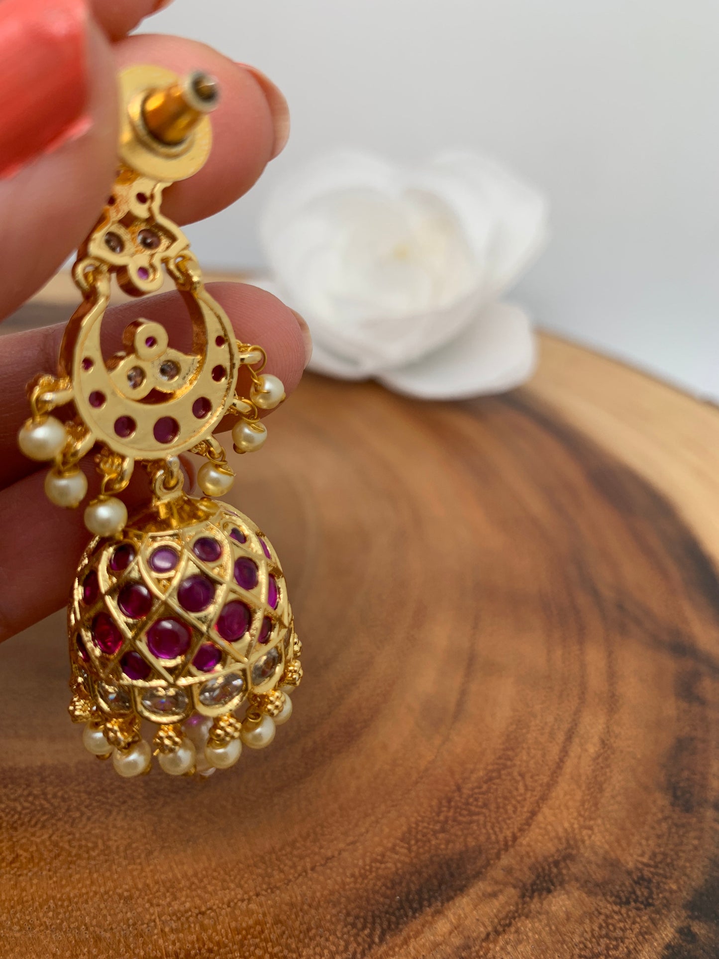Simple Red Kemp Jhumki