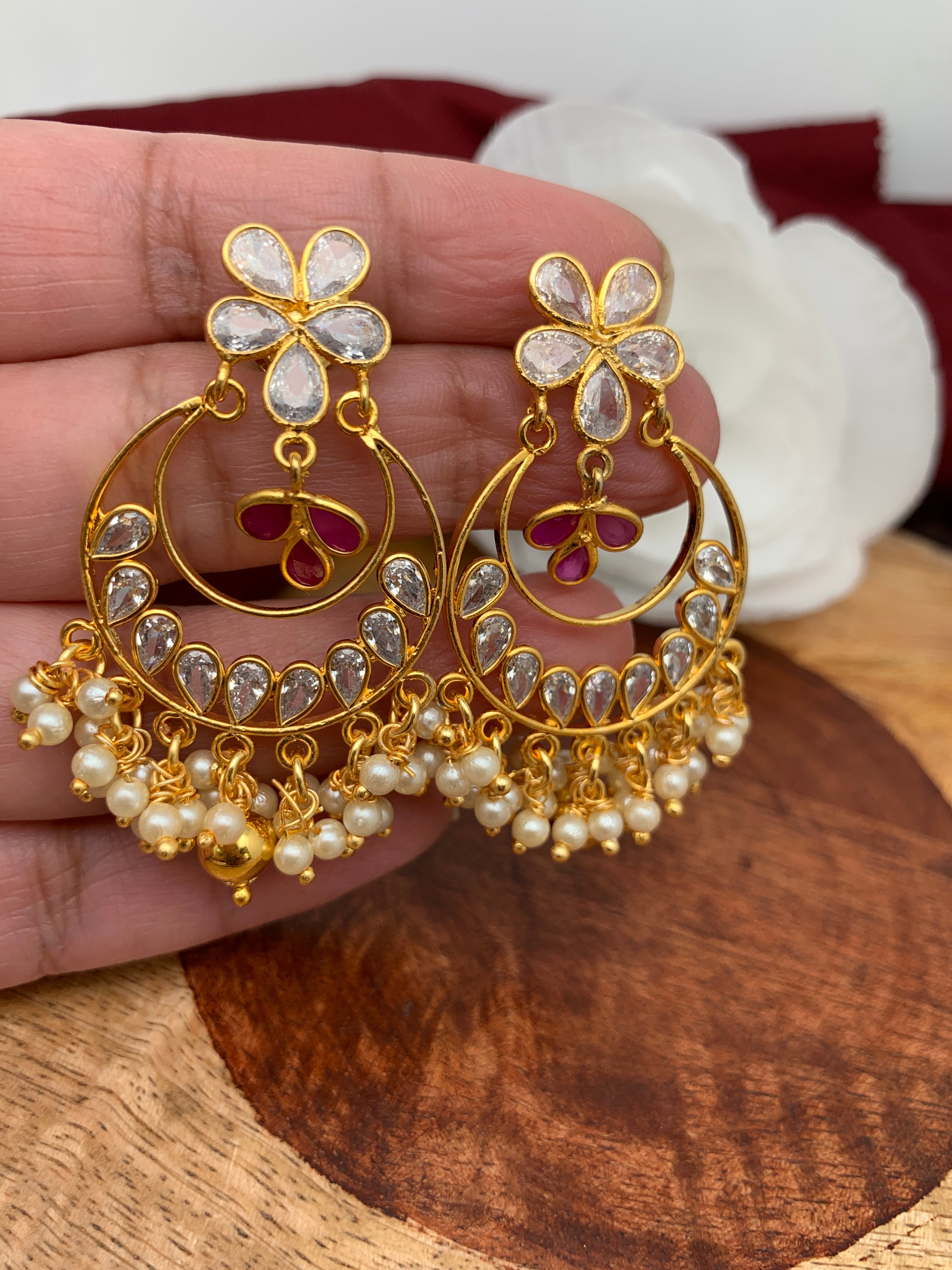 Buy Gold Plated Earrings | Gold Look Alike Chandbali Earrings – Nithilah