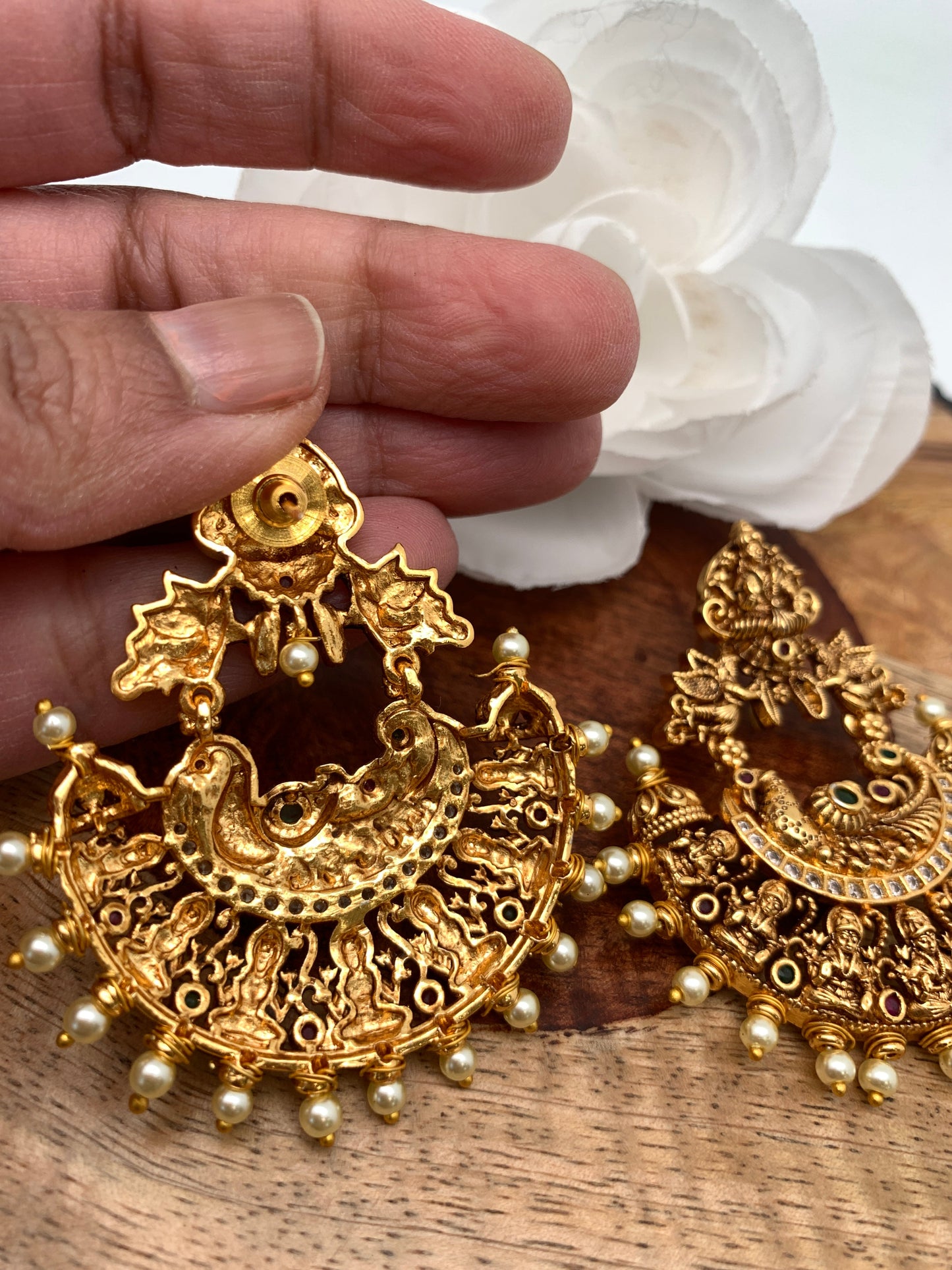 Goddess Lakshmi Nakshi Chandbali Earrings