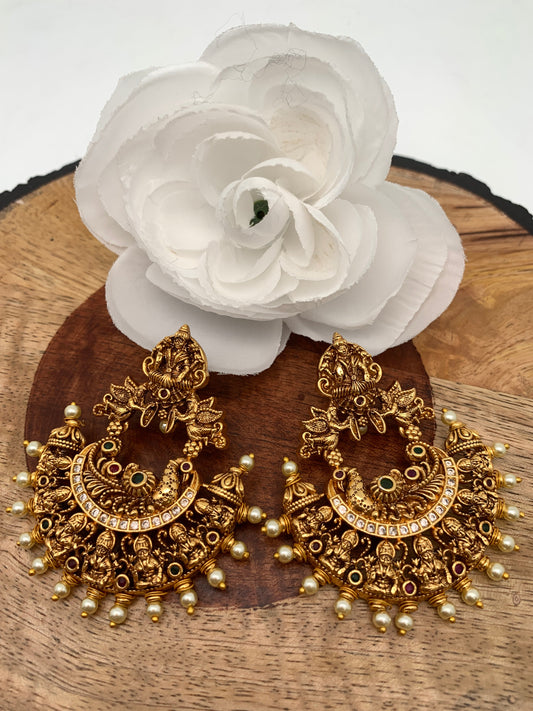 Goddess Lakshmi Nakshi Chandbali Earrings
