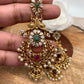 Red Green Stone CZ Peacock Chandbali Earrings