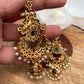 Red Green Stone CZ Peacock Chandbali Earrings
