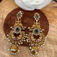 Red Green Stone CZ Peacock Chandbali Earrings