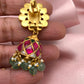 Red Green Jadau Kundan Emerald Beads Jhumki