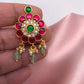 Red Green Jadau Kundan Emerald Beads Studs