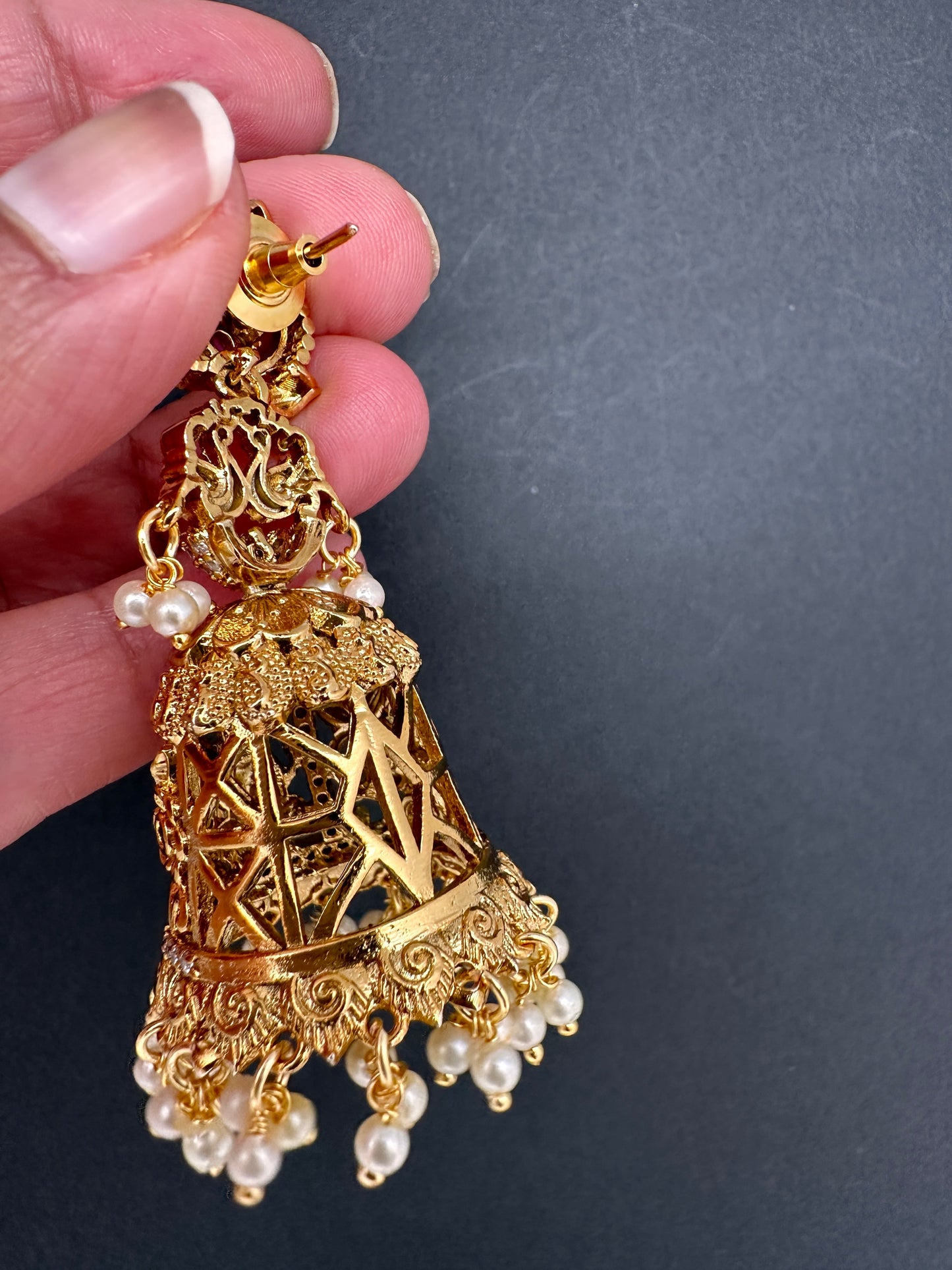 Matte Goddess Lakshmi Long Nakshi Earrings