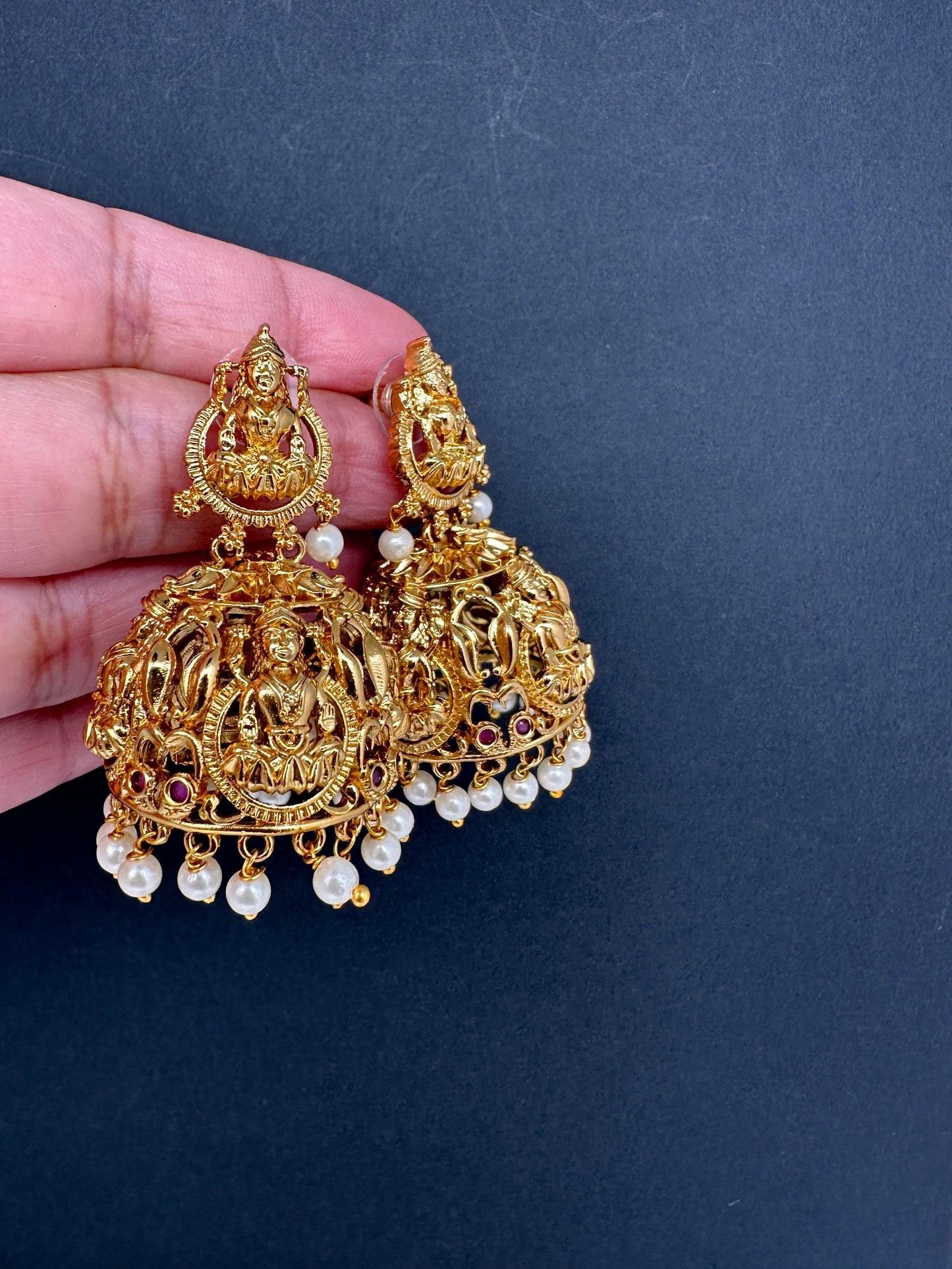 Matte Goddess Lakshmi Nakshi Earrings