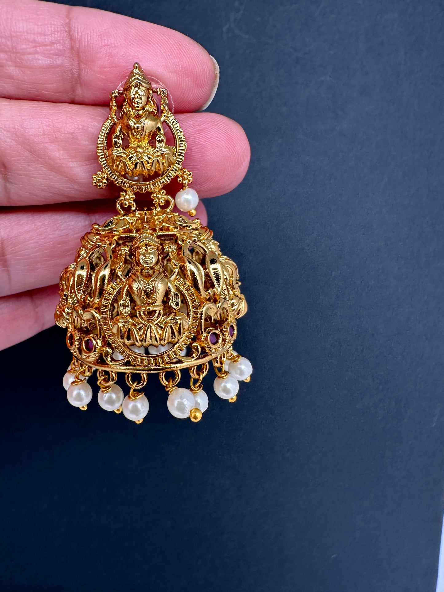 Matte Goddess Lakshmi Nakshi Earrings