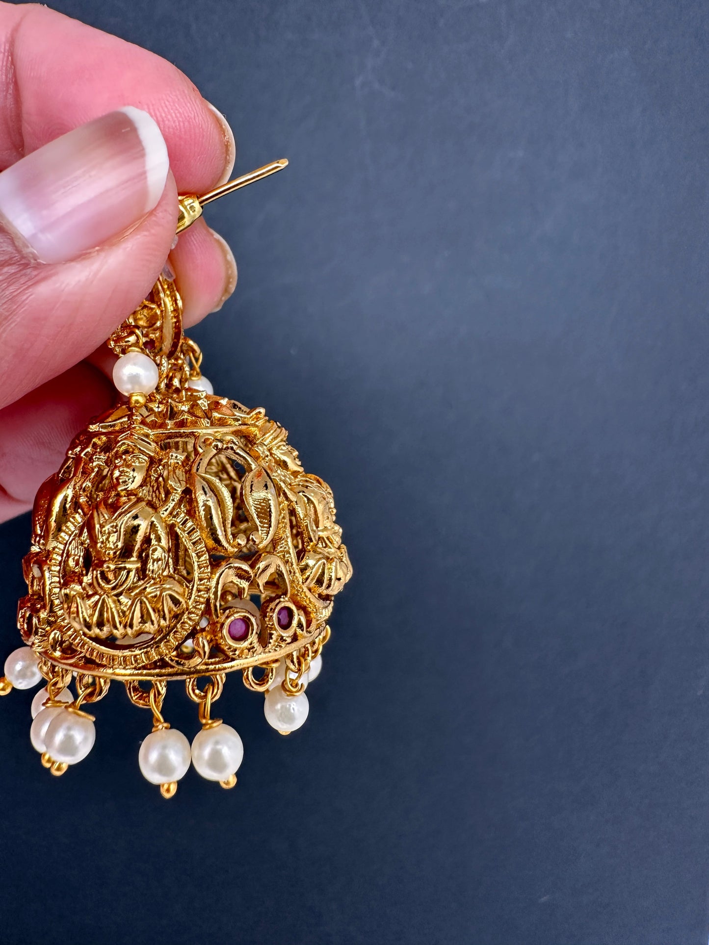 Matte Goddess Lakshmi Nakshi Earrings
