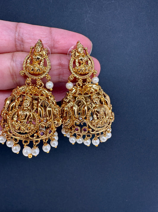 Matte Goddess Lakshmi Nakshi Earrings