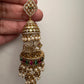Matte CZ Elephant Multi Layer Long Jhumka Earrings