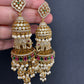Matte CZ Elephant Multi Layer Long Jhumka Earrings