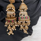 Matte CZ Elephant Multi Layer Long Jhumka Earrings