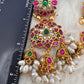 Red Green Rice Pearls Jadau Kundan  Earrings