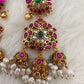 Red Green Rice Pearls Jadau Kundan  Earrings