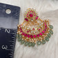 Red Green Jadau Kundan Pearls Chandballi Earrings