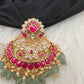 Red Green Jadau Kundan Pearls Chandballi Earrings