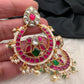 Red Green Jadau Kundan Chandbali Earrings