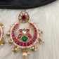 Red Green Jadau Kundan Chandbali Earrings