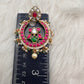 Red Green Jadau Kundan Chandbali Earrings