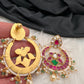 Red Green Jadau Kundan Chandbali Earrings