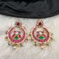 Red Green Jadau Kundan Chandbali Earrings