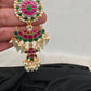 Red Green Jadau Kundan Long Earrings