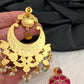Pink Green Jadau Kundan Chandballi Earrings