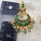 Green Jadau Kundan Chandballi Earrings