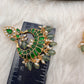 Green Jadau Kundan Chandballi Earrings
