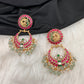Peacock Red Green Jadau Kundan Chandballi Earrings