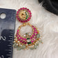 Peacock Red Green Jadau Kundan Chandballi Earrings