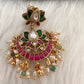 Lotus Red Green Jadau Kundan Earrings