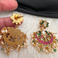 Lotus Red Green Jadau Kundan Earrings
