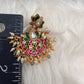 Lotus Red Green Jadau Kundan Earrings
