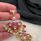 Red Jadau Kundan Earrings