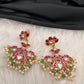 Red Jadau Kundan Earrings