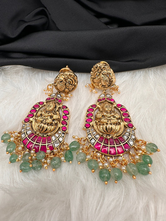 Goddess Lakshmi Jadau Kundan Earrings