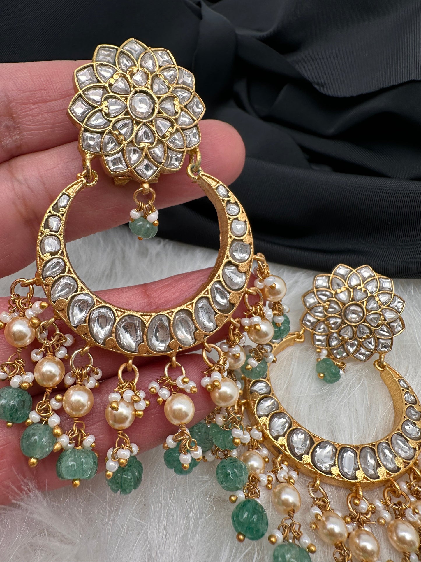Jadau Kundan Chandbali Earrings