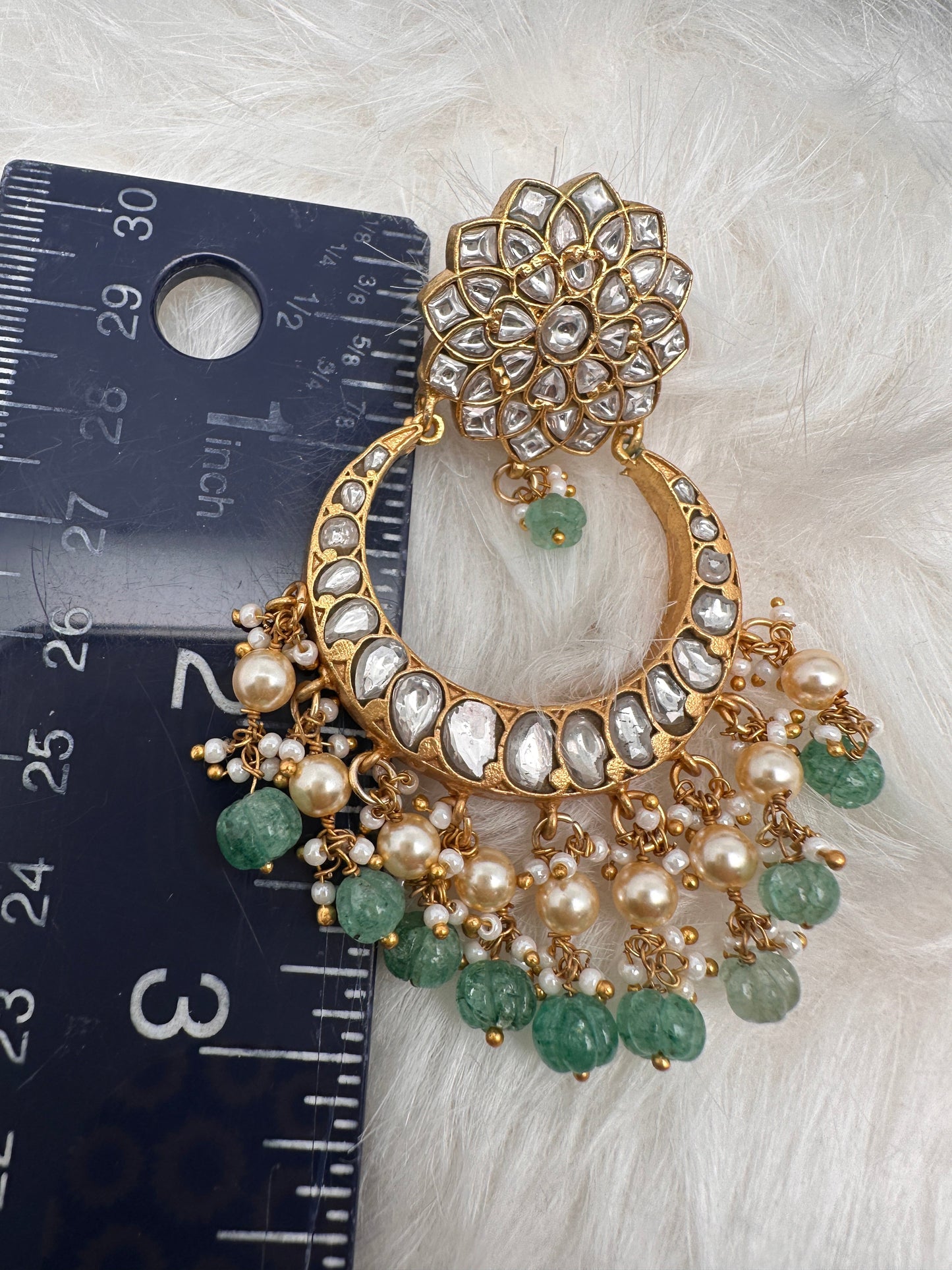 Jadau Kundan Chandbali Earrings