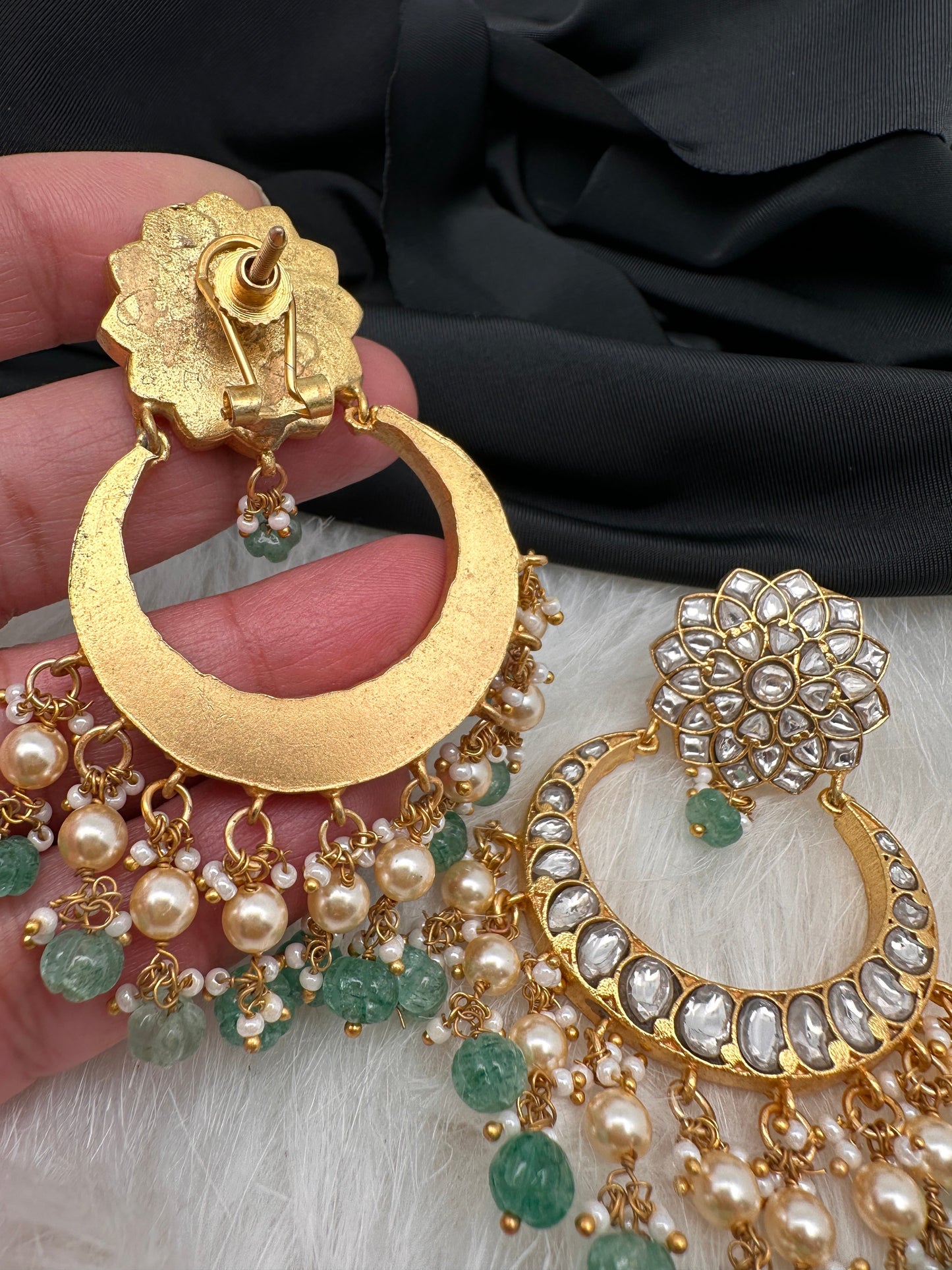 Jadau Kundan Chandbali Earrings