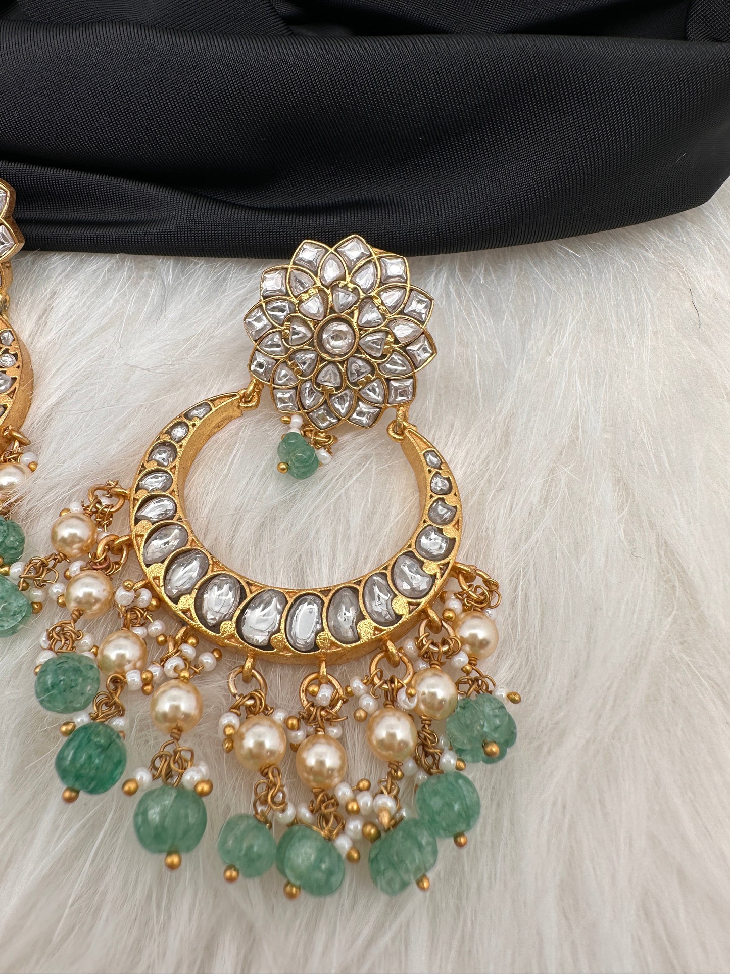Jadau Kundan Chandbali Earrings