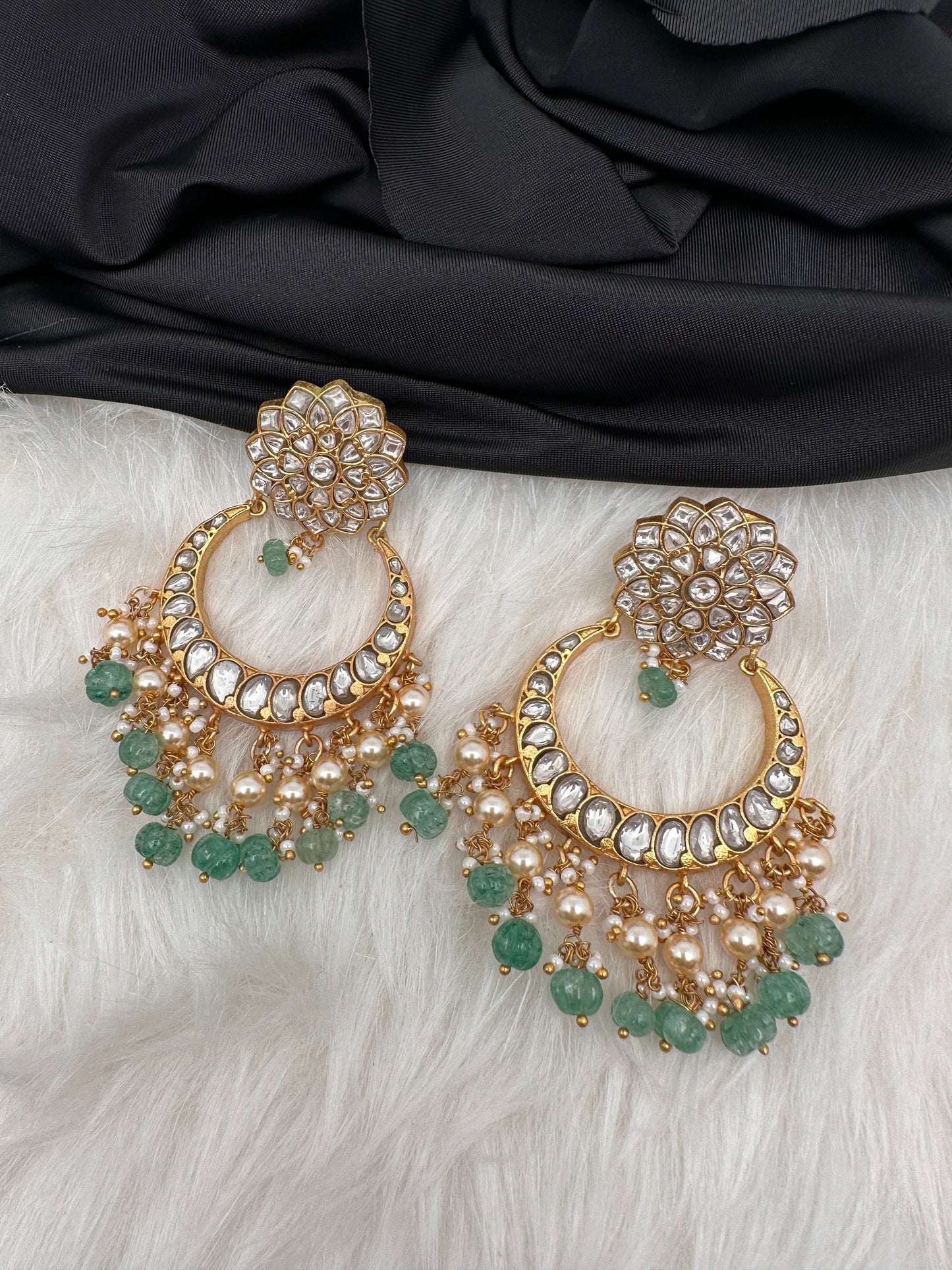 Jadau Kundan Chandbali Earrings