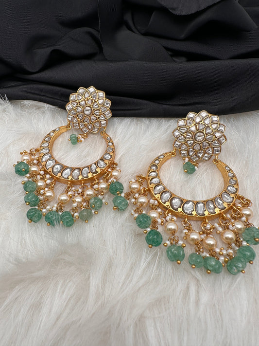 Jadau Kundan Chandbali Earrings