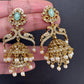 Peacock Pattern Matte Jhumki Earrings - LightGreen