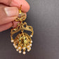 Peacock Pattern Matte Jhumki Earrings - Pink