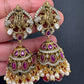 Krishna Jhumki Earrings - Red