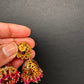 Moissanite AD Peacock Beads Jhumkas - Red
